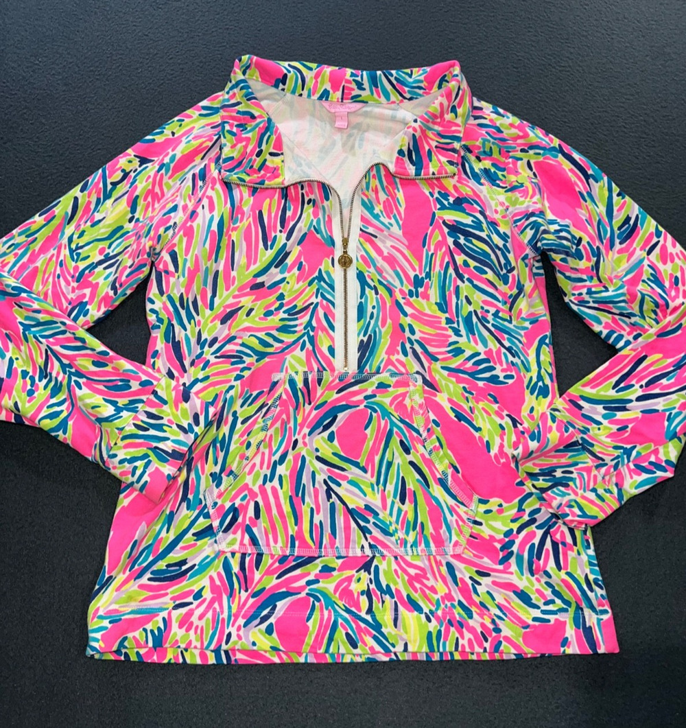 Lilly Pulitzer Skipper Popover Palm Reader Half Zip Large Sweatshirt A010925